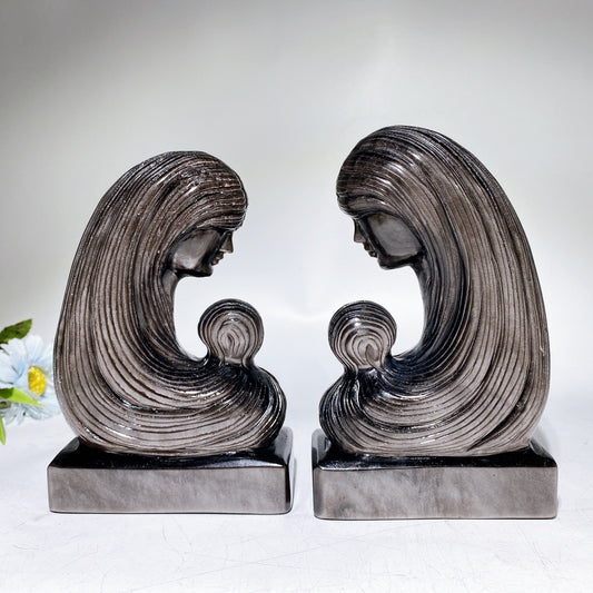 16cm Silver Obsidian Lady Carving Crystal Healing Bulk Wholesale