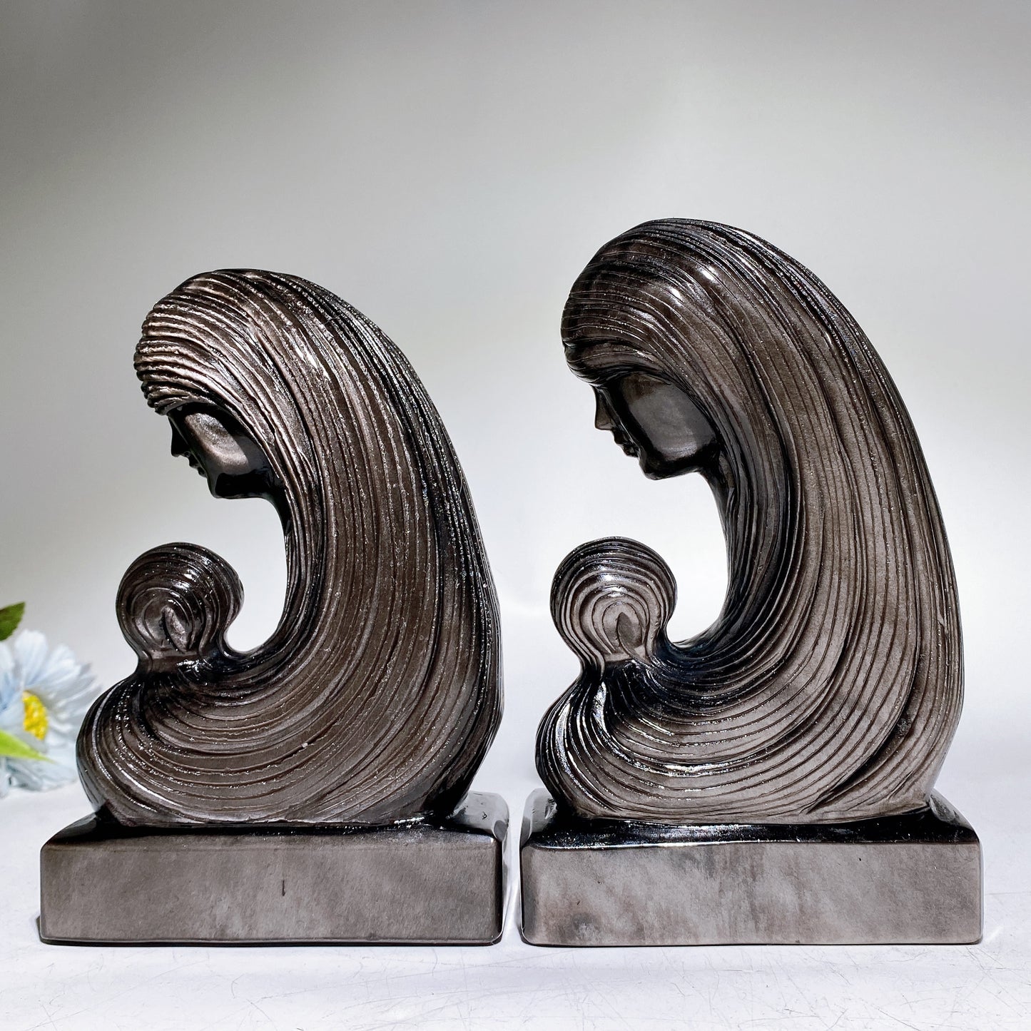 16cm Silver Obsidian Lady Carving Crystal Healing Bulk Wholesale