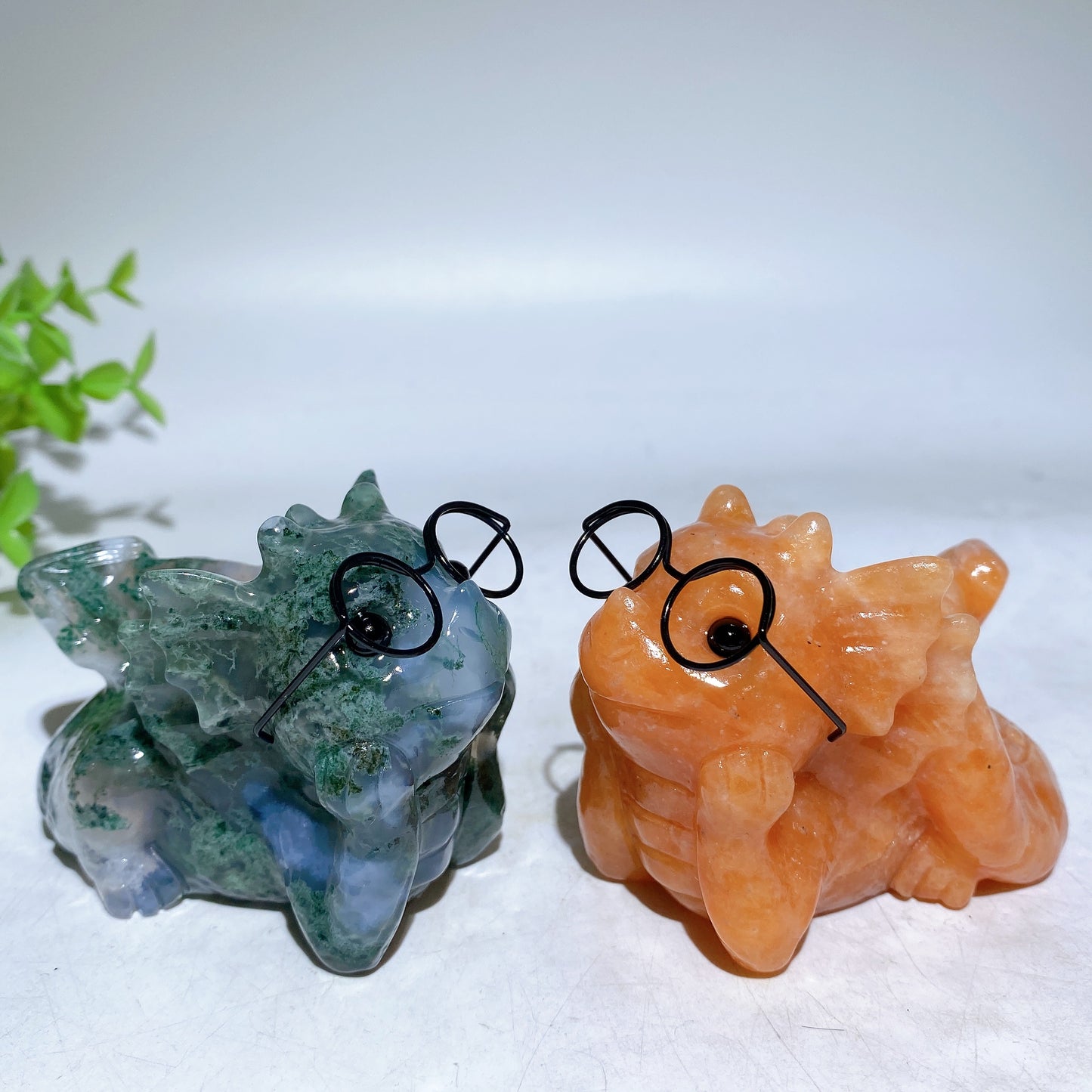 3.0" Crystal Baby Dragon Carvings with Eyeglass Crystal Healing Bulk Wholesale
