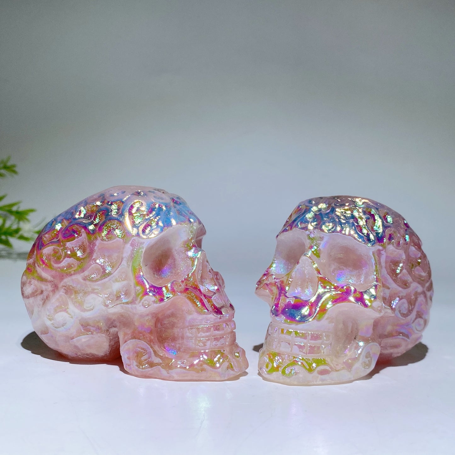 3.2" Aura Rose Quartz Skull Carving Crystal Healing Bulk Wholesale