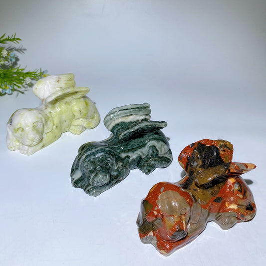 5.0" Jade Dog with Wings Carving Crystal Healing Bulk Wholesale