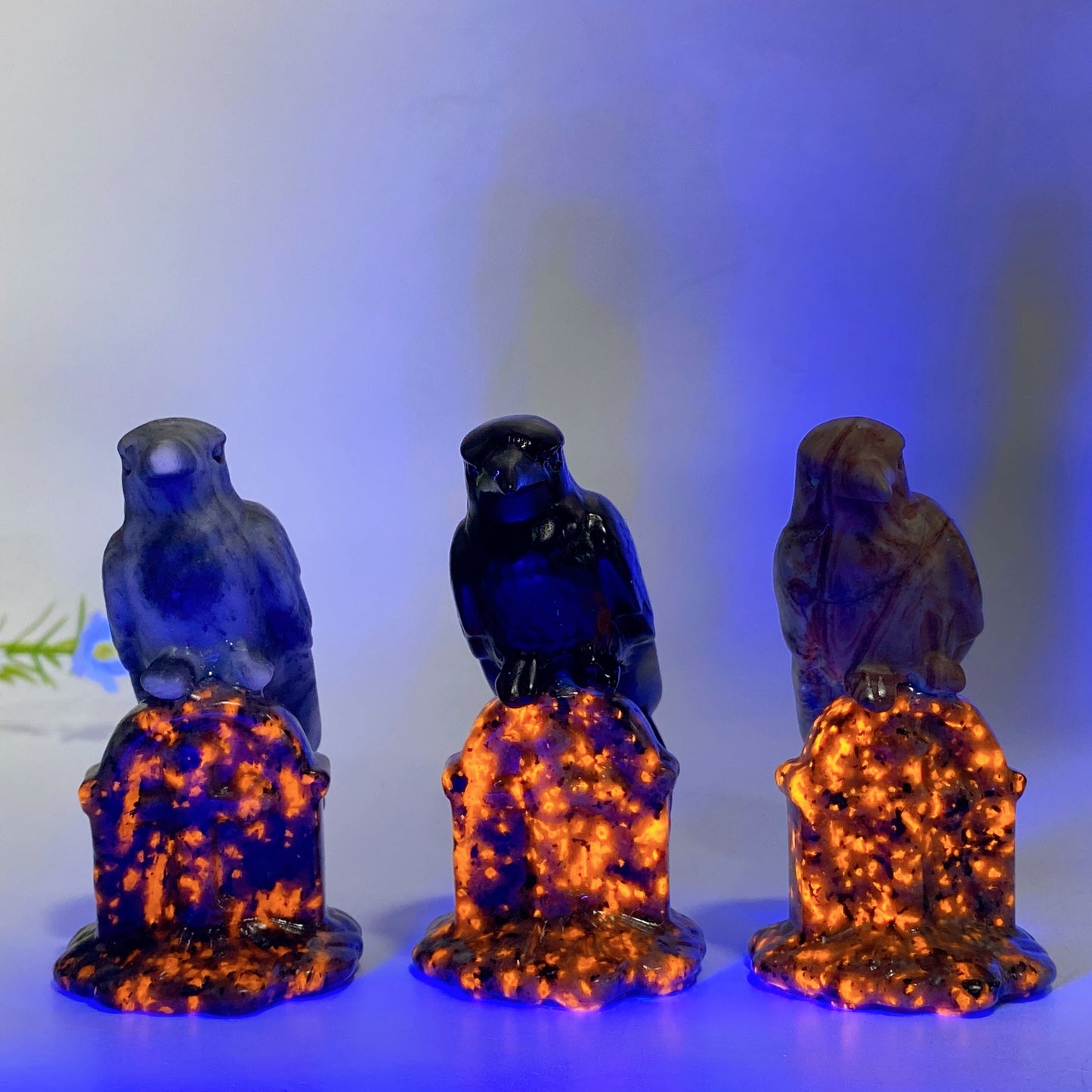 3.1" Crystal Raven on Yooperlite Tombstone Carving Crystal Healing Bulk Wholesale