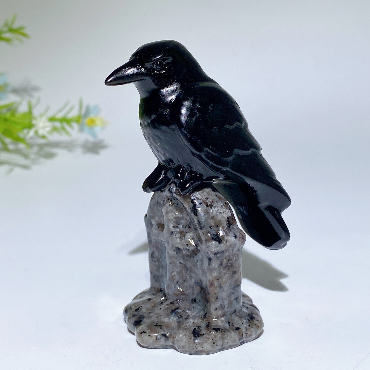 3.1" Crystal Raven on Yooperlite Tombstone Carving Crystal Healing Bulk Wholesale