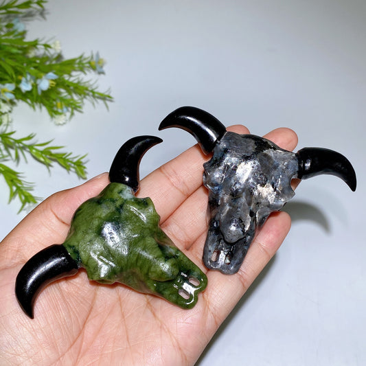 2.5" Crystal Bull Head Carving Crystal Healing Bulk Wholesale