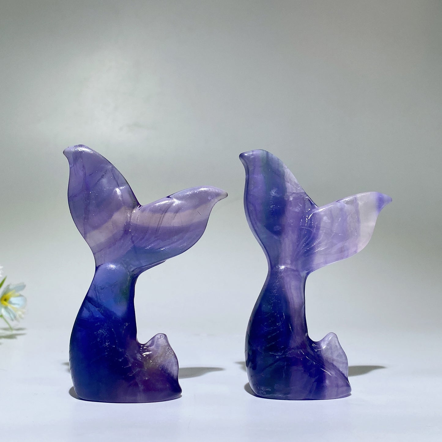 3.2" Purple Fluorite Fish Tail Carving Crystal Healing Bulk Wholesale