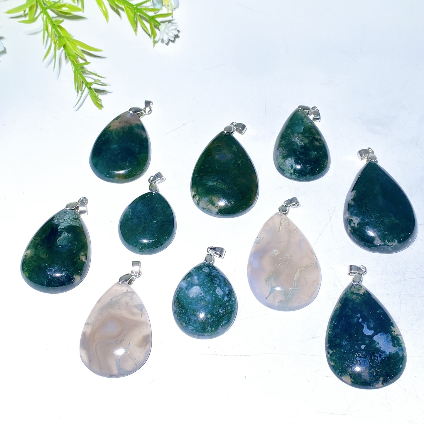 Moss Agate Water Drop Pendant Crystal Healing Bulk Wholesale