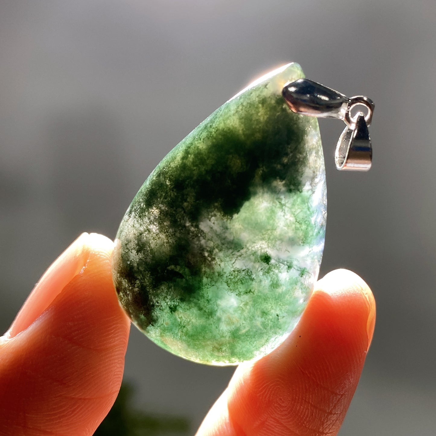 Moss Agate Water Drop Pendant Crystal Healing Bulk Wholesale