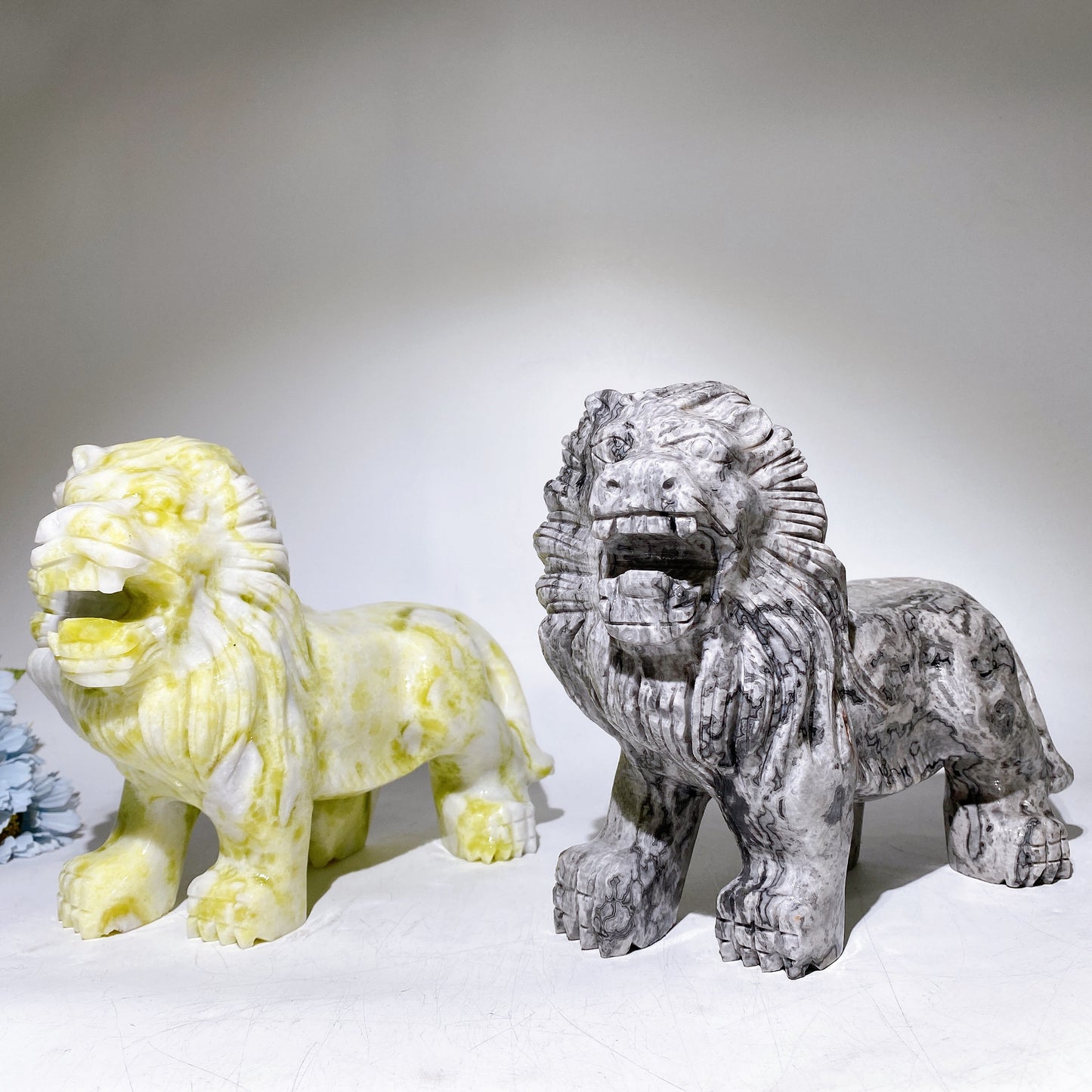 20cm Serpentine Picasso Stone Lion Carving Crystal Healing Bulk Wholesale