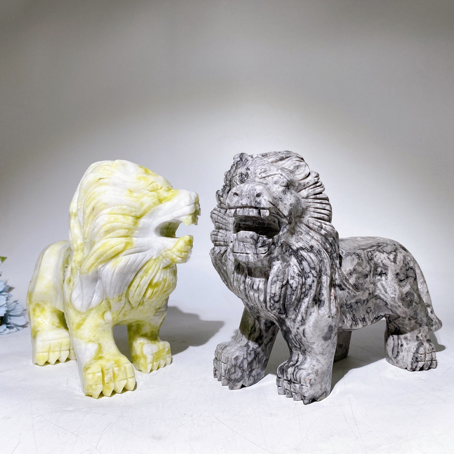 20cm Serpentine Picasso Stone Lion Carving Crystal Healing Bulk Wholesale