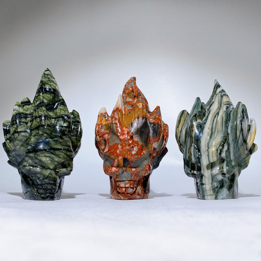 5.5" Jade Skull Carving Crystal Healing Bulk Wholesale