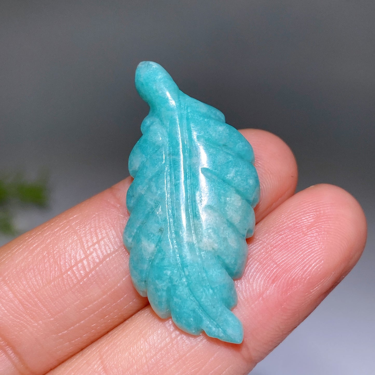 1.5" Amazonite Leaf Carving Crystal Healing Bulk Wholesale
