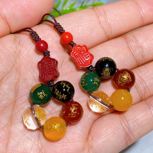 Cinnabar Crystal with Printing Bag Cellphone Hanging Ornament Crystal Healing Bulk Whoelsale