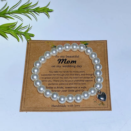 Mother's Day Gift 8mm Crystal Pearl Bracelet with Card Crystal Healing Bulk Wholesale