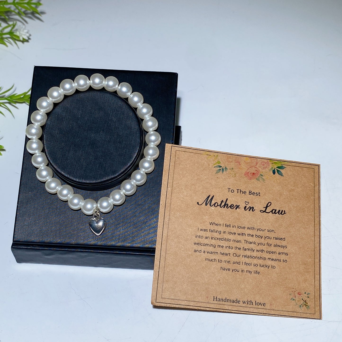 Mother's Day Gift 8mm Crystal Pearl Bracelet with Card Crystal Healing Bulk Wholesale