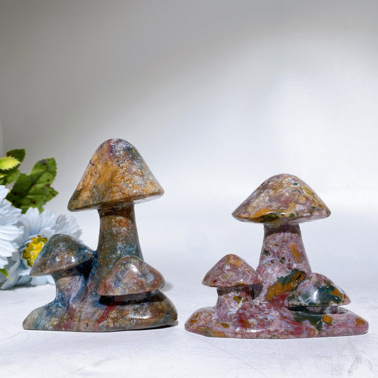 3.0"-4.0" Ocean Jasper Mushroom Carving Crystal Healing Bulk Wholesale