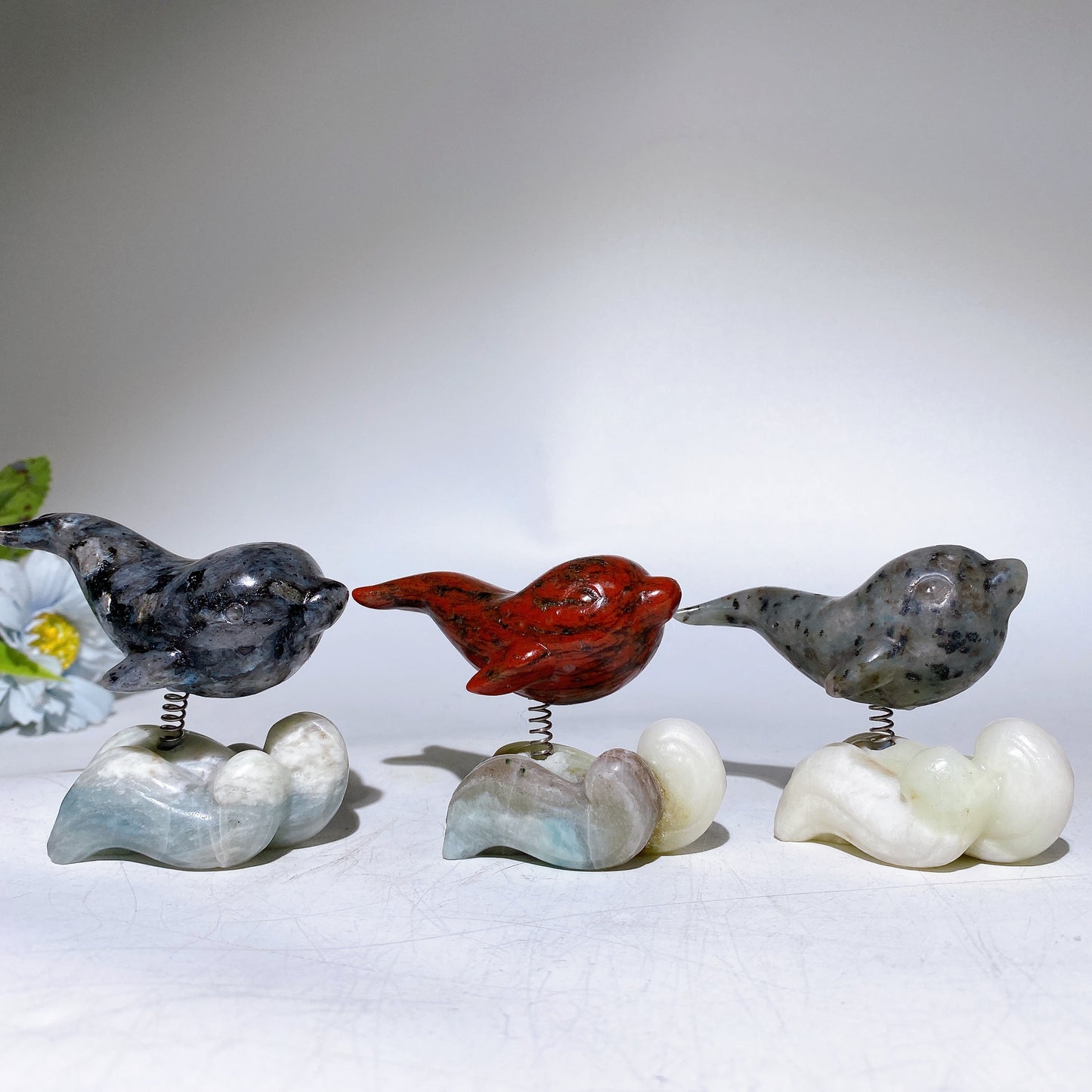 2.9" Crystal Dolphin Carving with Jade Base Crystal Healing Bulk Wholesale