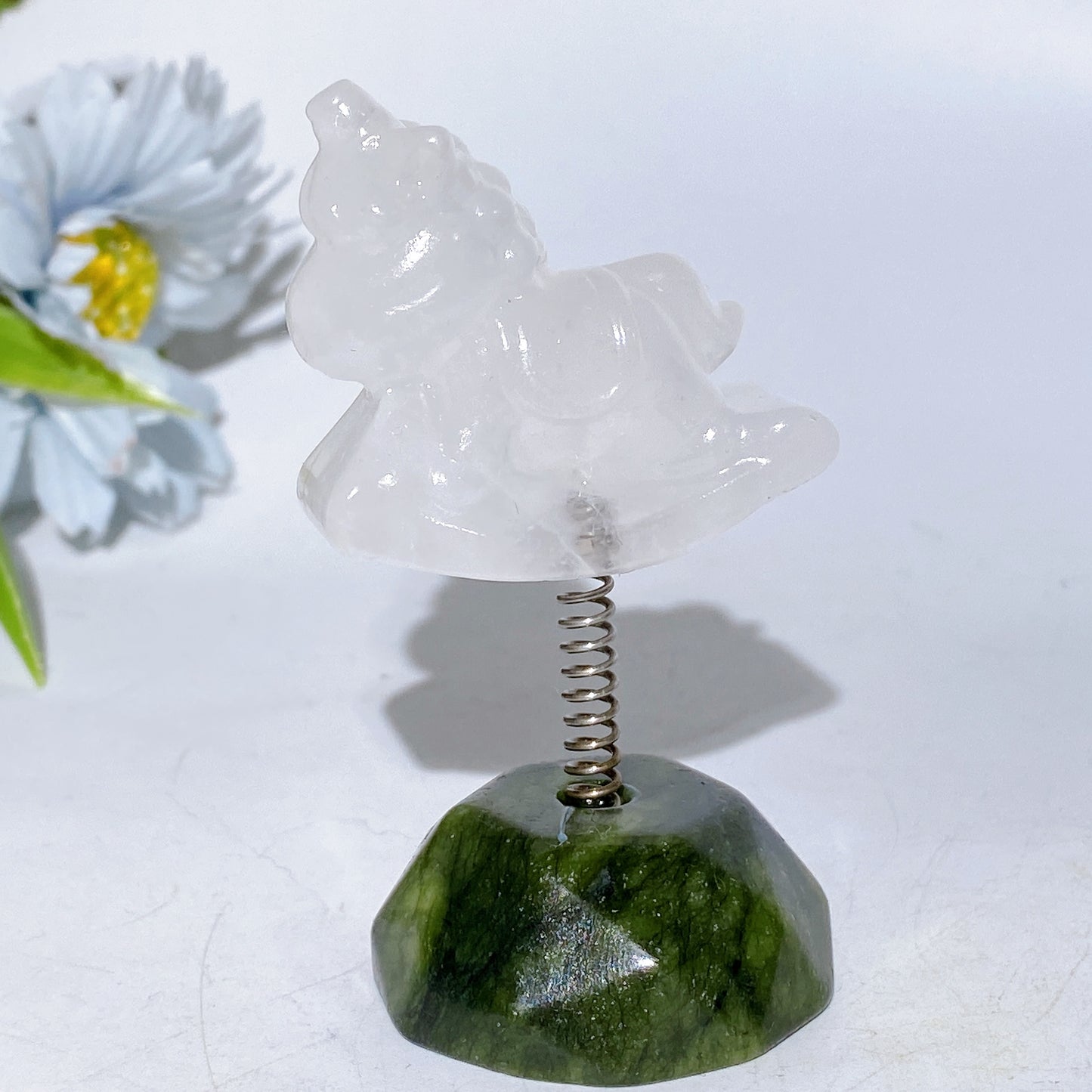 3.2" Crystal Unicorn with Spring Serpentine Base Crystal Healing Bulk Wholesale
