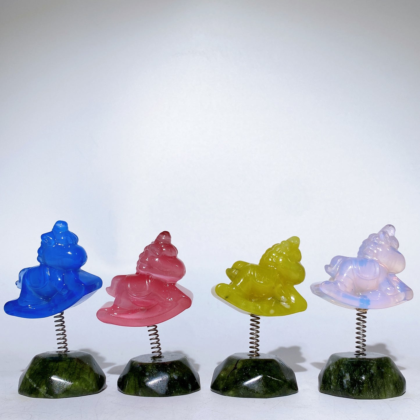 3.2" Crystal Unicorn with Spring Serpentine Base Crystal Healing Bulk Wholesale