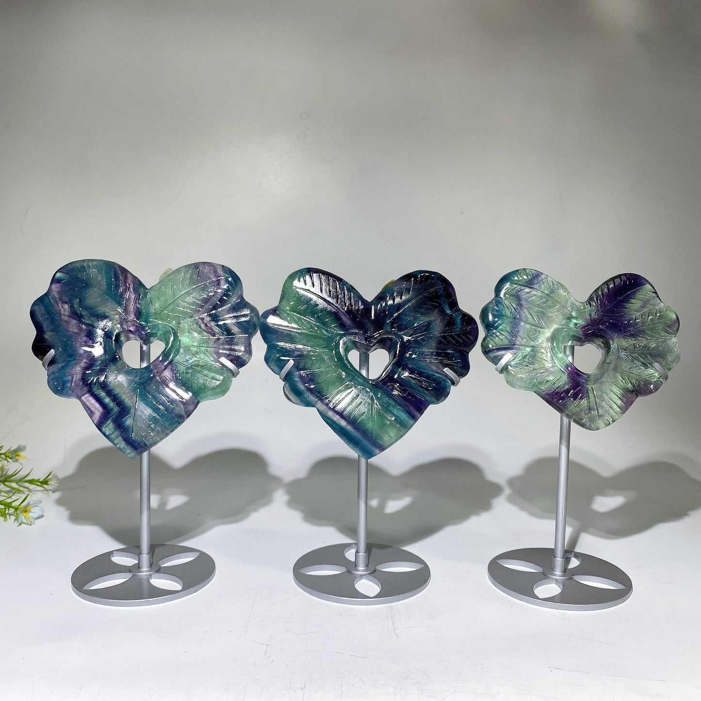 Rainbow Fluorite Heart Carving with Stand Crystal Healing Bulk Wholesale