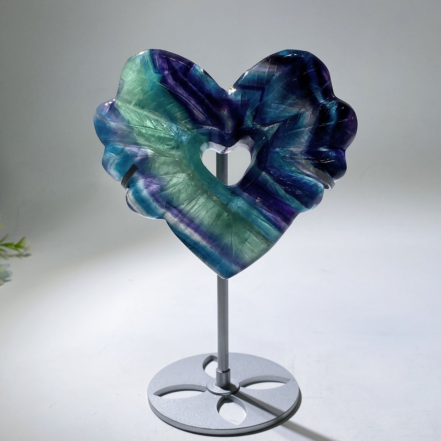 Rainbow Fluorite Heart Carving with Stand Crystal Healing Bulk Wholesale