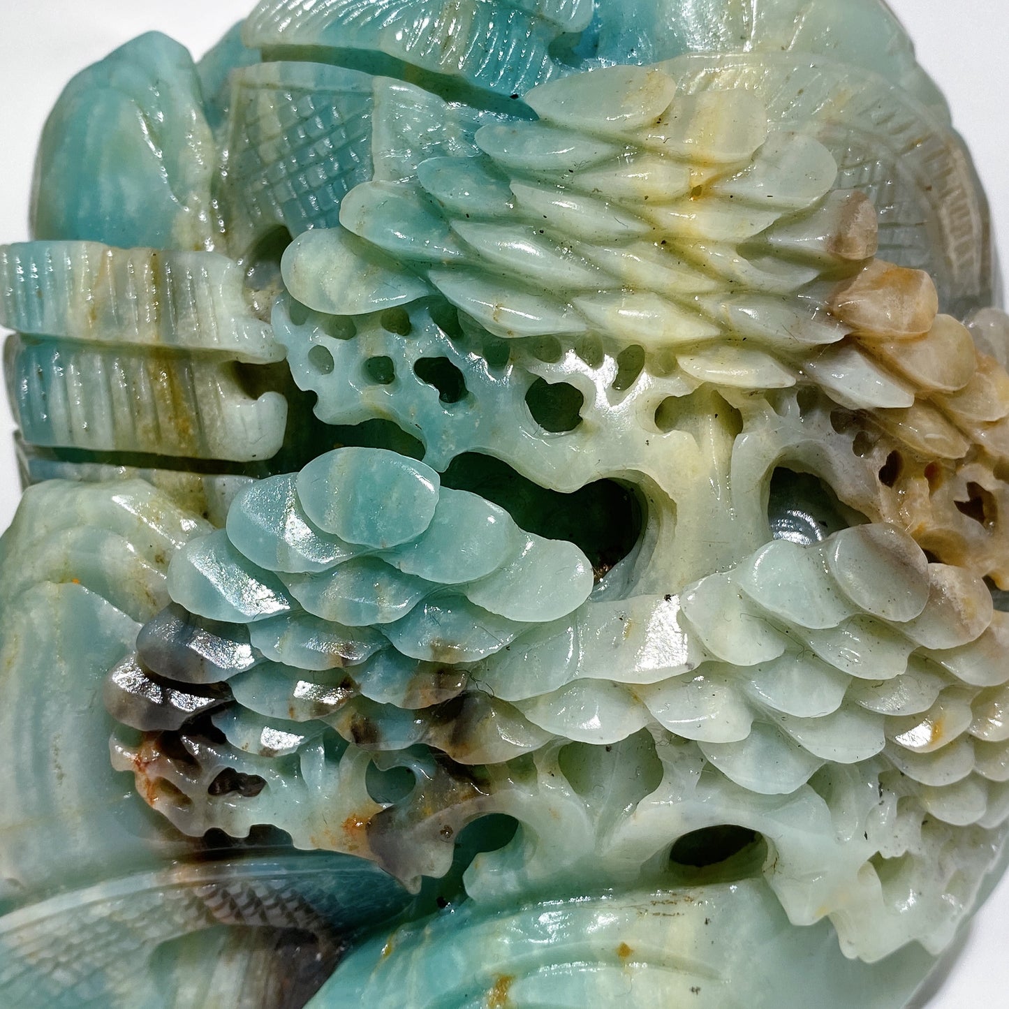 13.5cm Unique Hand Carved Caribbean Calcite Landscape Free Form Crystal Healing Bulk Wholesale