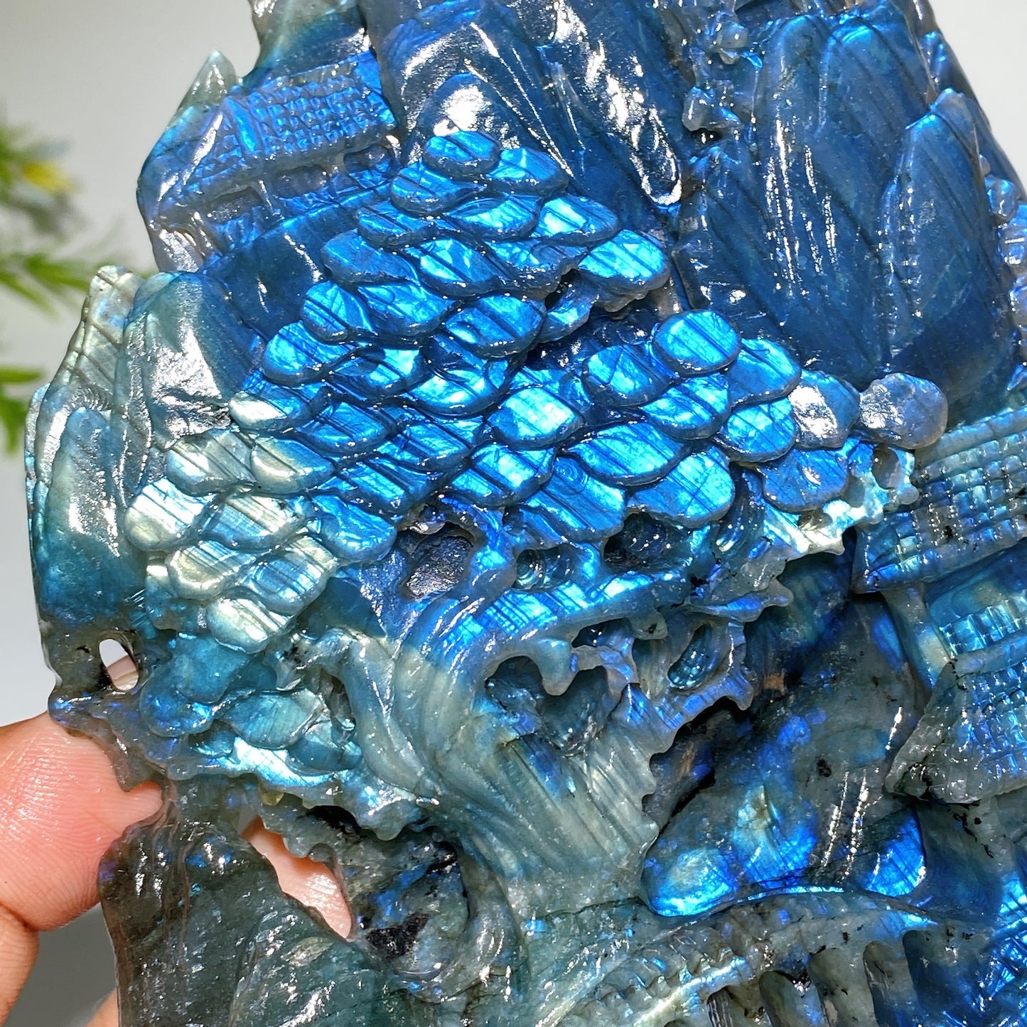 15.5cm Unique Hand Carved Labradorite Landscape Pavilions Free Form Crystal Healing Bulk Wholesale