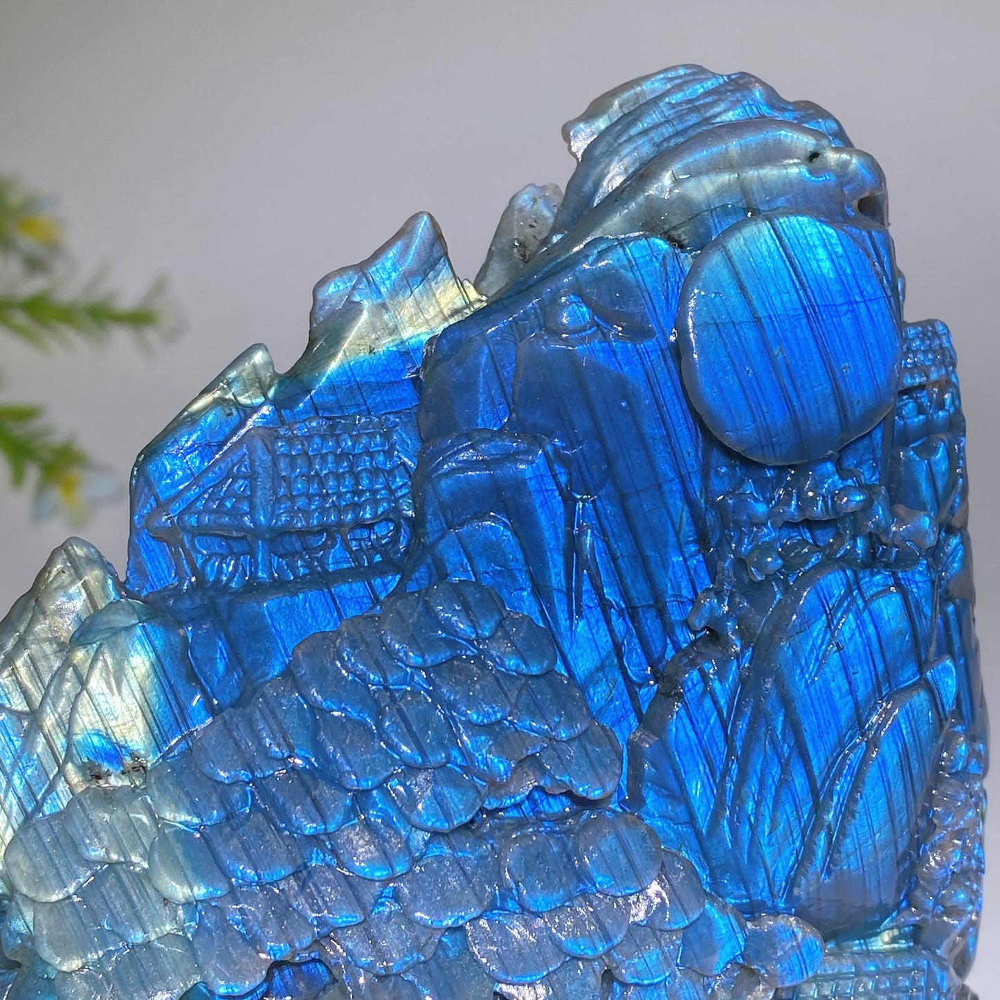 15.5cm Unique Hand Carved Labradorite Landscape Pavilions Free Form Crystal Healing Bulk Wholesale