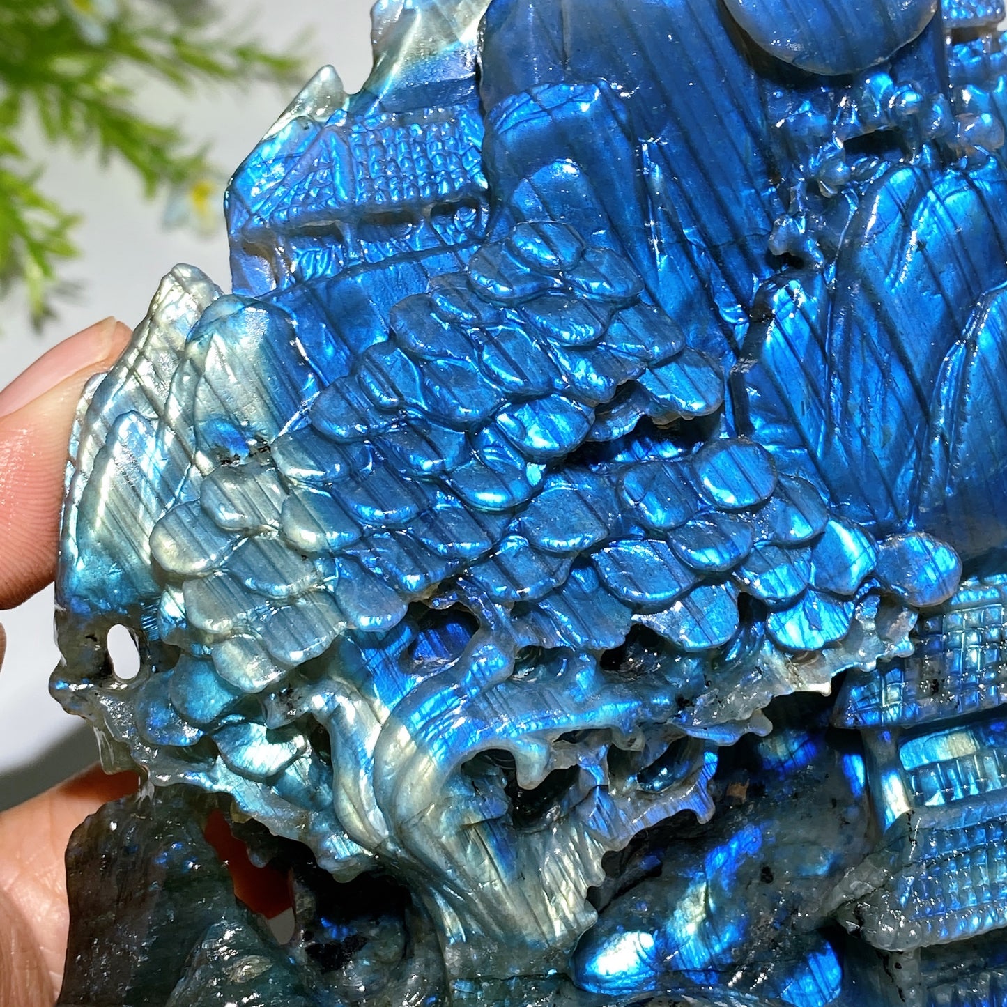 15.5cm Unique Hand Carved Labradorite Landscape Pavilions Free Form Crystal Healing Bulk Wholesale