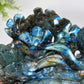 21cm Unique Hand Carved Labradorite Ocean World with Dolphin Octopus Fish Turtle Coral Carvings Free Form Crystal Healing Bulk Wholesale