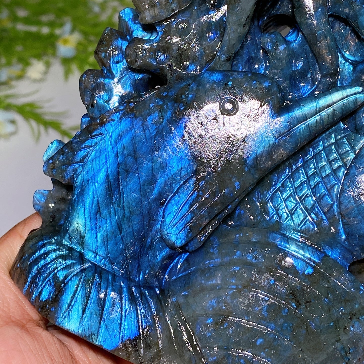 14cm Unique Hand Carved Ocecan World with Fish Dolphin Octopus Shell Coral Carving Free Form Crystal Healing Bulk Wholesale
