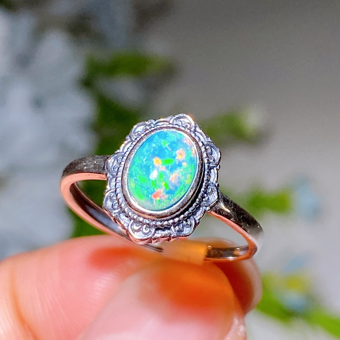 Sterling Silver S925 Natural Opal Ring Crystal Healing Bulk Wholesale