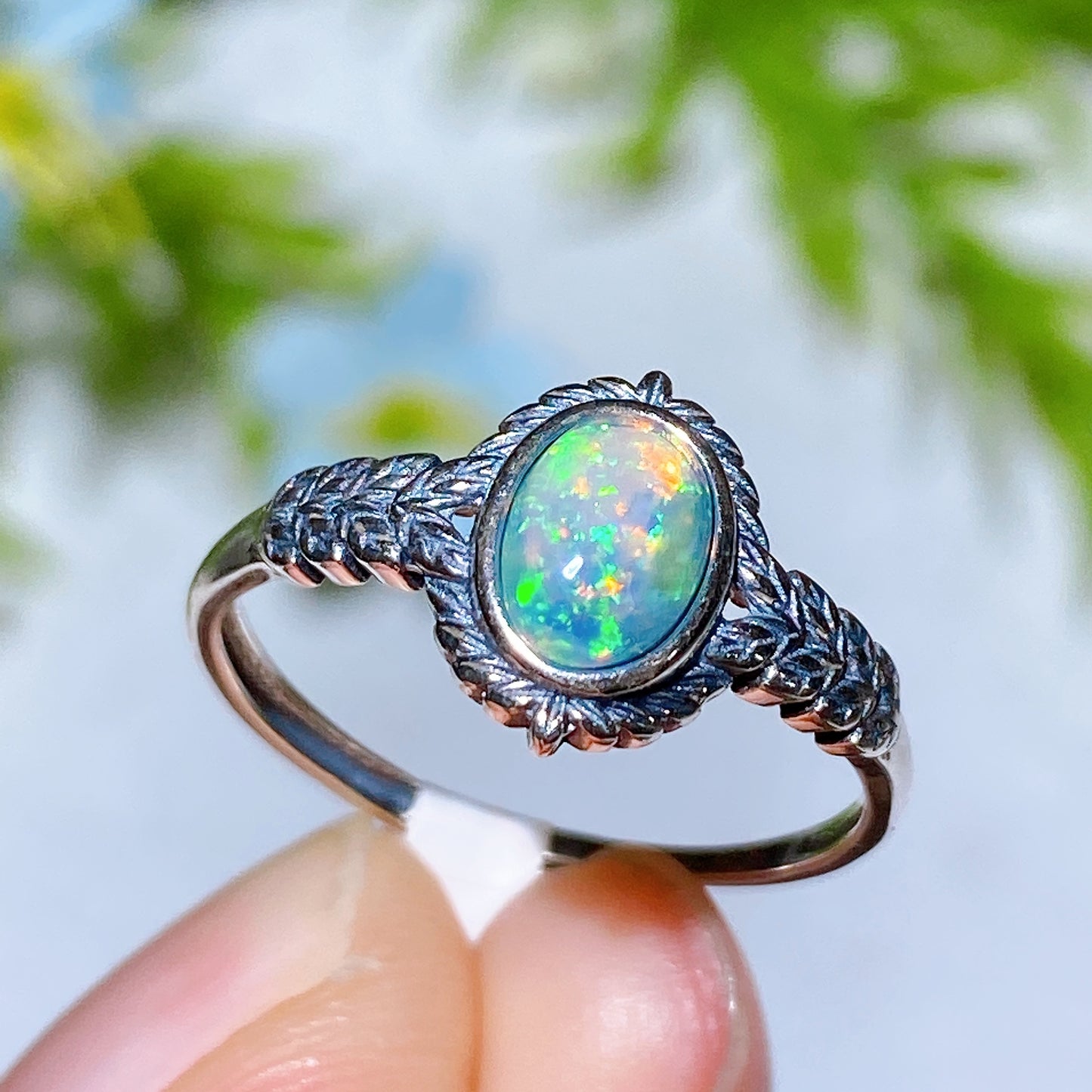 Sterling Silver S925 Natural Opal Ring Crystal Healing Bulk Wholesale