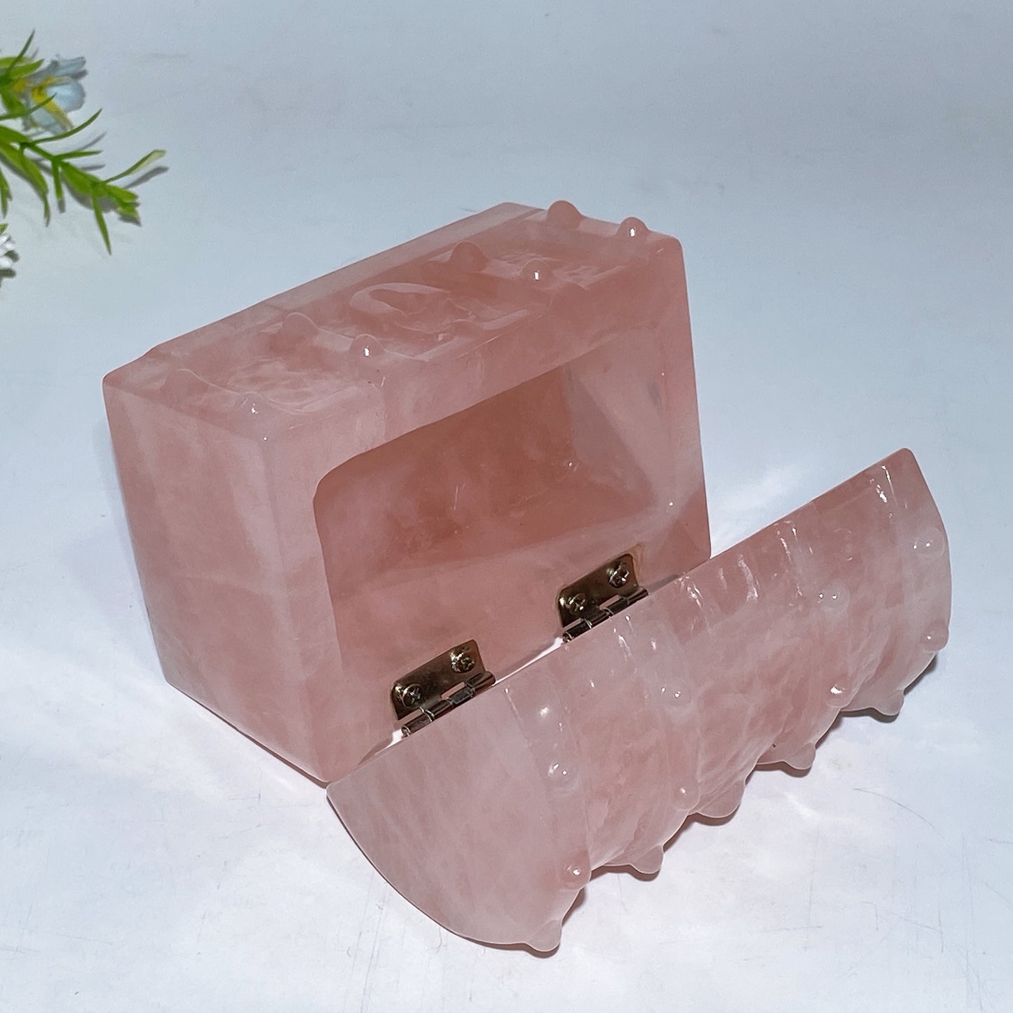 3.4" Rose Quartz Treasure Box Carving Crystal Healing Bulk Wholesale
