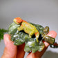 2.7" Crystal Dinosaur on Leaf Carving Crystal Healing Bulk Wholesale