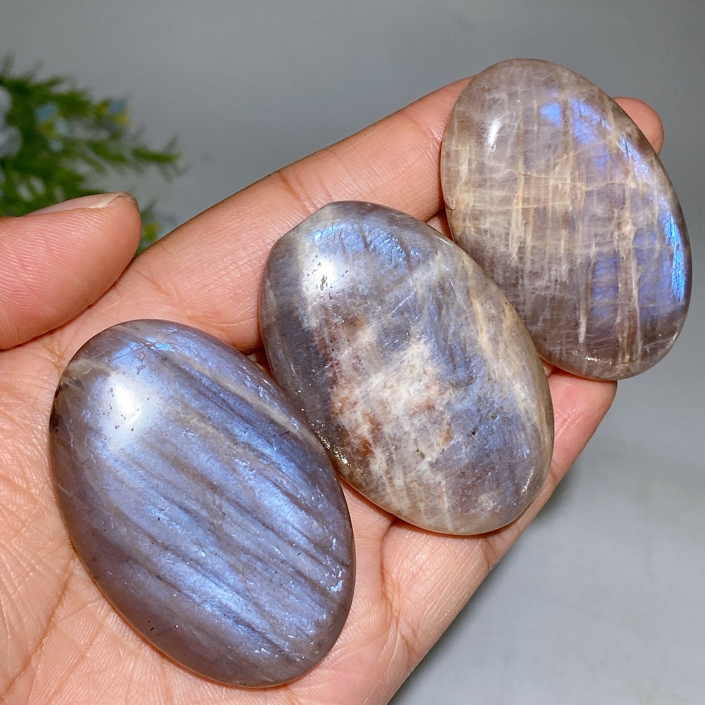 2.2" Peach Moonstone Palm Crystal Healing Bulk Wholesale