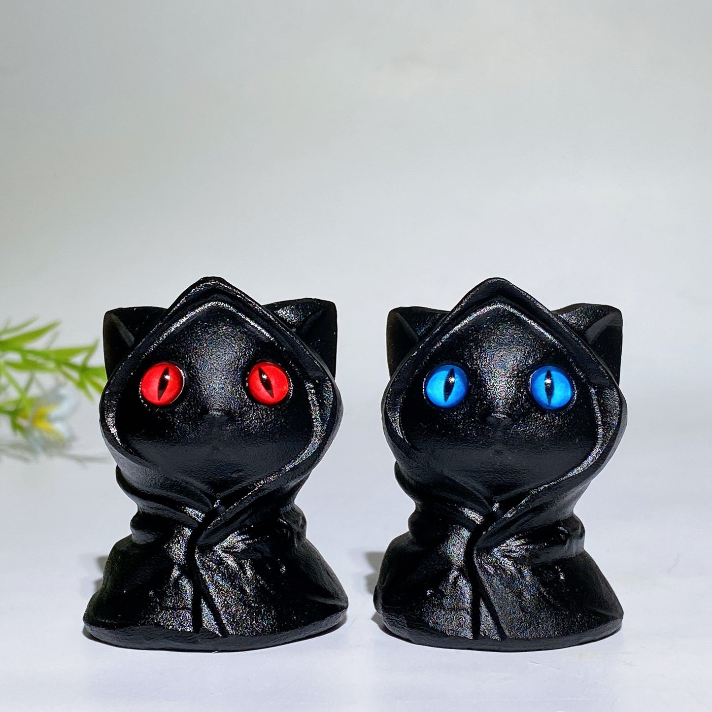 2.0" Black Obsidian Halloween Cat Carving Crystal Healing Bulk Wholesale