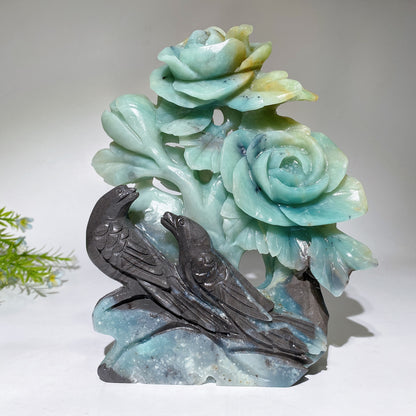 Unique Hand Carved Caribbean Calcite Flower Birds Free Form Crystal Healing Bulk Wholesale
