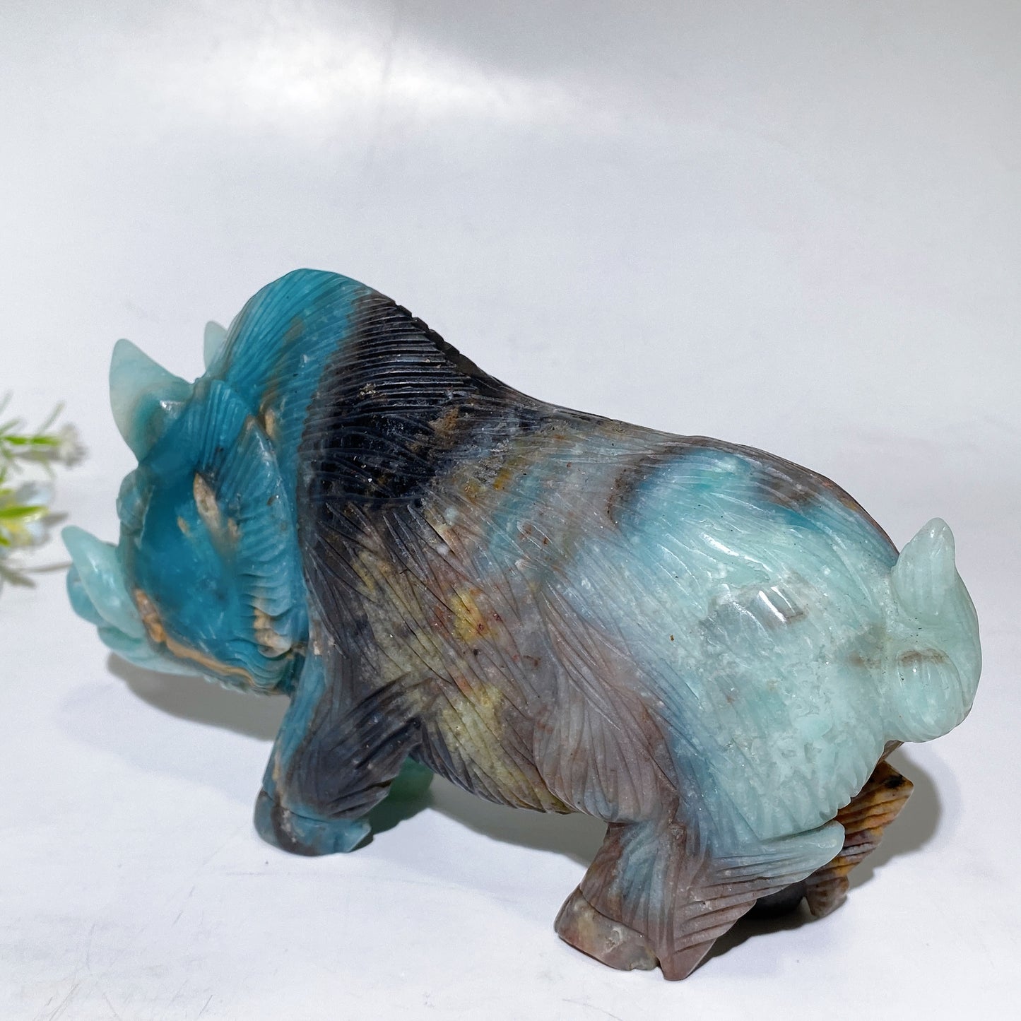 Unique Hand Carved Caribbean Calcite Wild Boar Carving Crystal Healing Bulk Wholesale