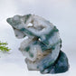 Unique Hand Carved Druzy Moss Agate Lizard Free Form Crystal Healing Bulk Wholesale