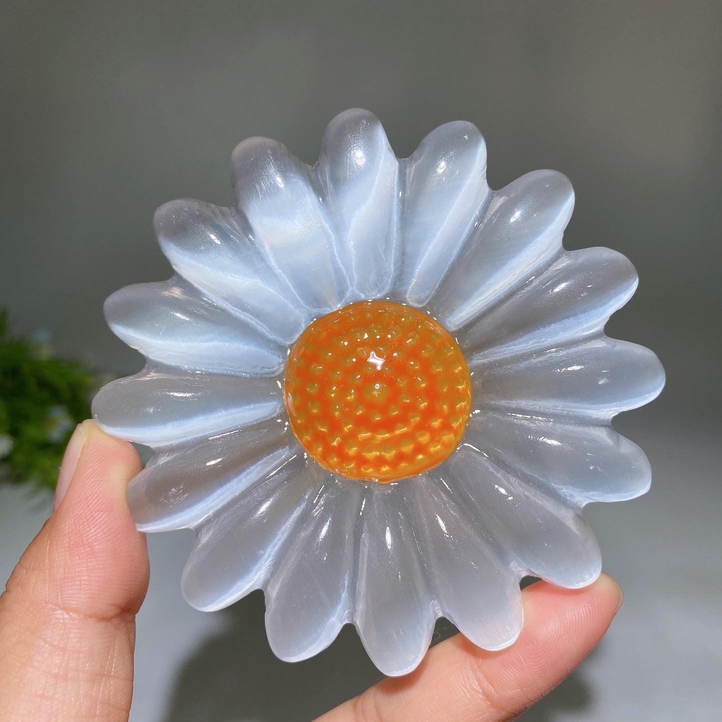 2.5" 3.5" Selenite Sunflower Carving Crystal Healing Bulk Wholesale