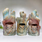 14-16cm Hand Carved Caribbean Calcite Silver Obsidian Owl Tree Hole Carving Free Form 1 Piece Crystal Healing Bulk Wholesale