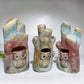 14-16cm Hand Carved Caribbean Calcite Silver Obsidian Owl Tree Hole Carving Free Form 1 Piece Crystal Healing Bulk Wholesale