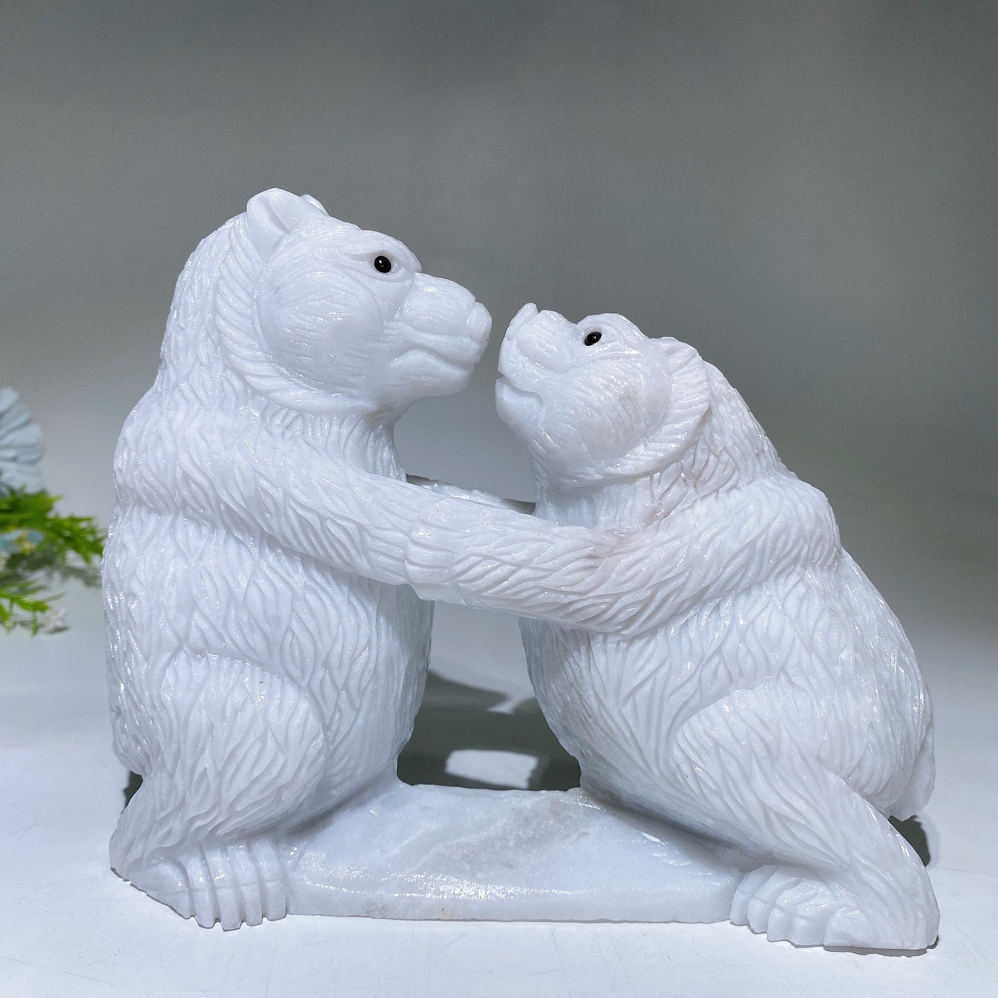 Hand Carved Wite Jade Wrestling Bears Free Form Crystal Healing Bulk Wholesale