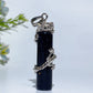 Metal Silver Dragon Coiling Around Crystal Cylinder Pendant Crystal Healing Bulk Wholesale