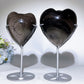 Silver Obsidian Heart Angel Carving with Stand Crystal Healing Bulk Wholesale