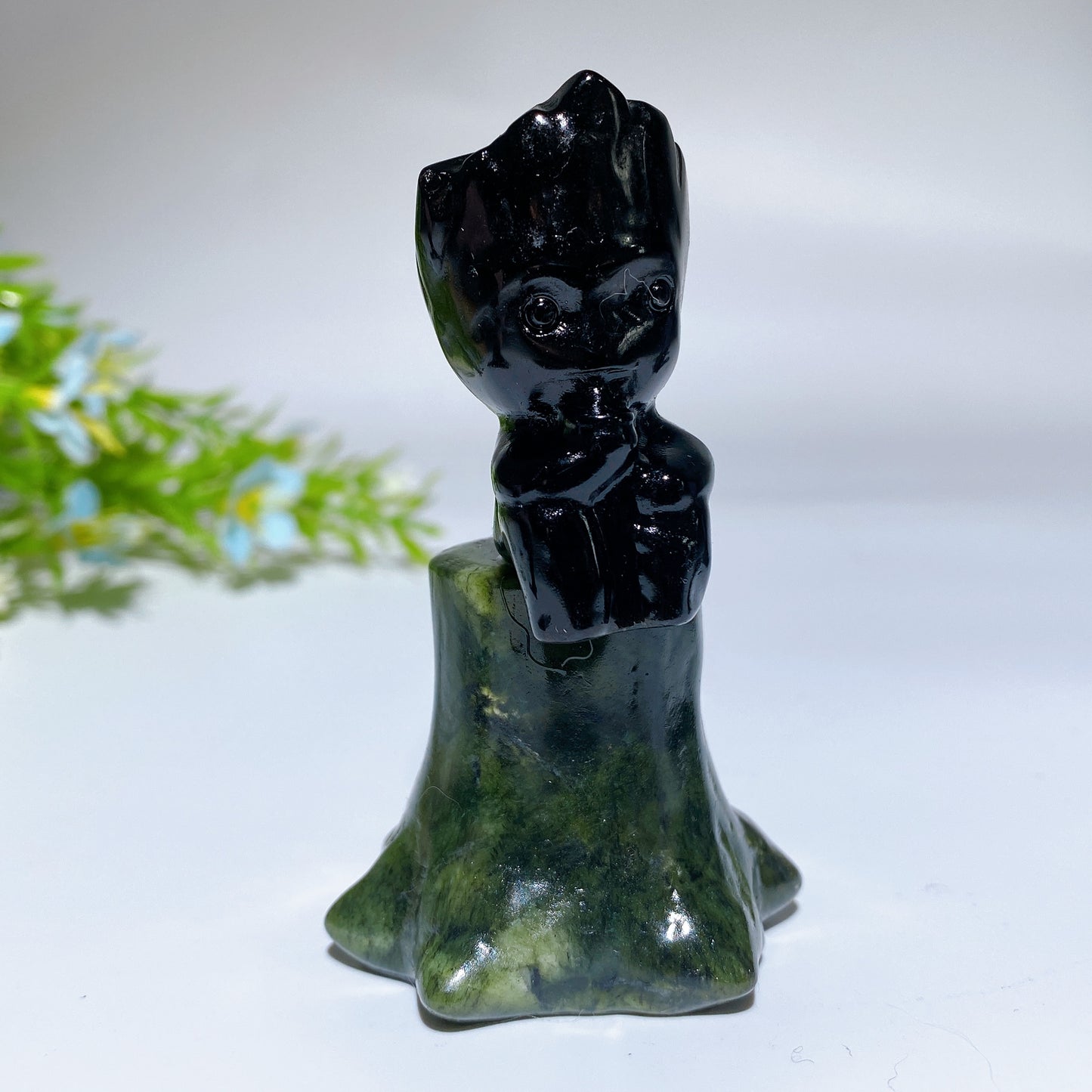 3.0" Crystal Groot on Serpentine Stump Carving Crystal Healing Bulk Wholesale