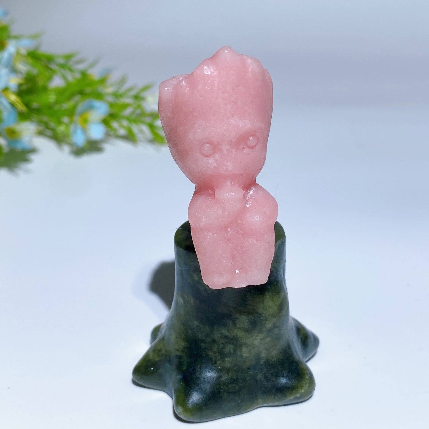 3.0" Crystal Groot on Serpentine Stump Carving Crystal Healing Bulk Wholesale