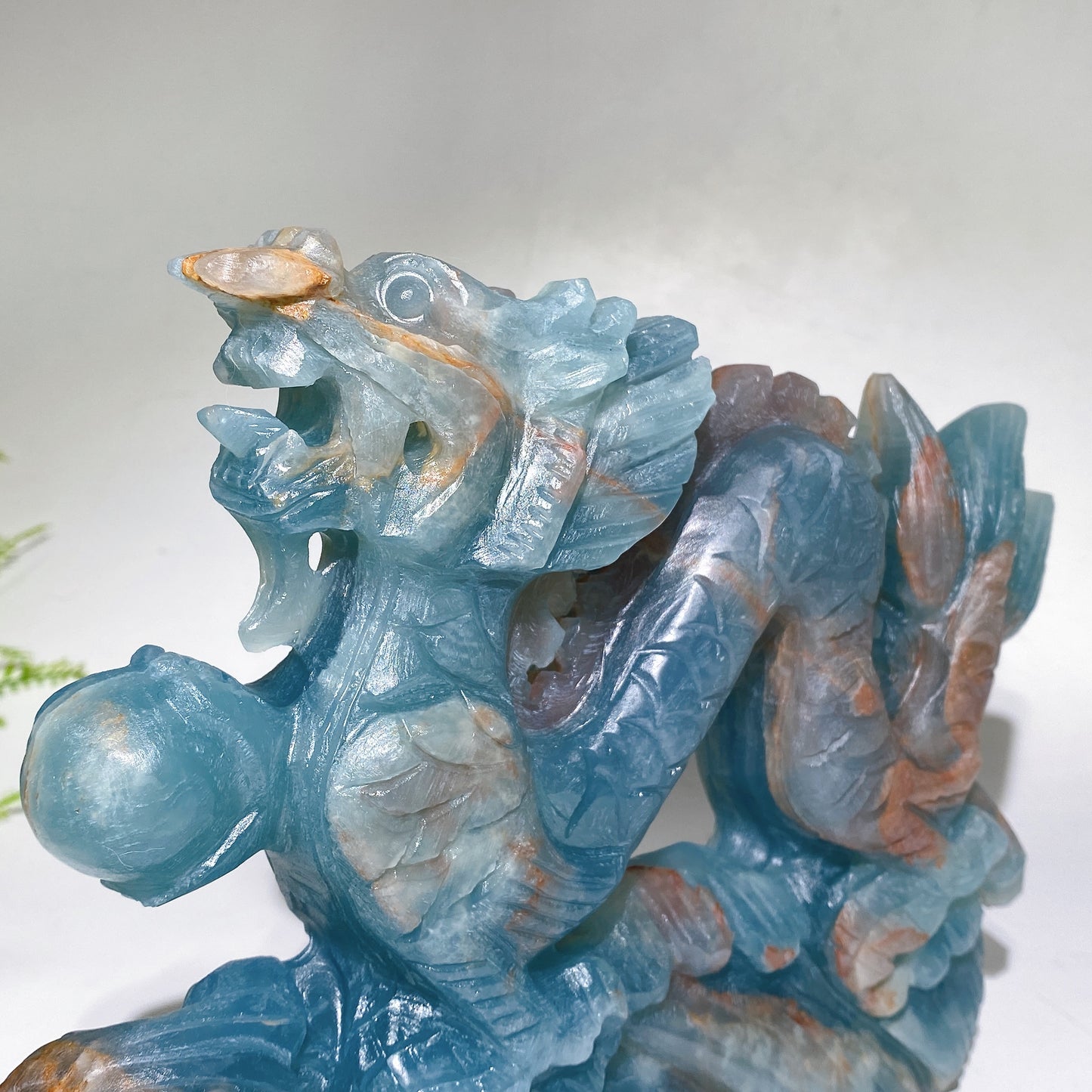 25cm Hand Carved Unique Blue Onyx Dragon Carving Free Form Crystal Healing Bulk Wholesale