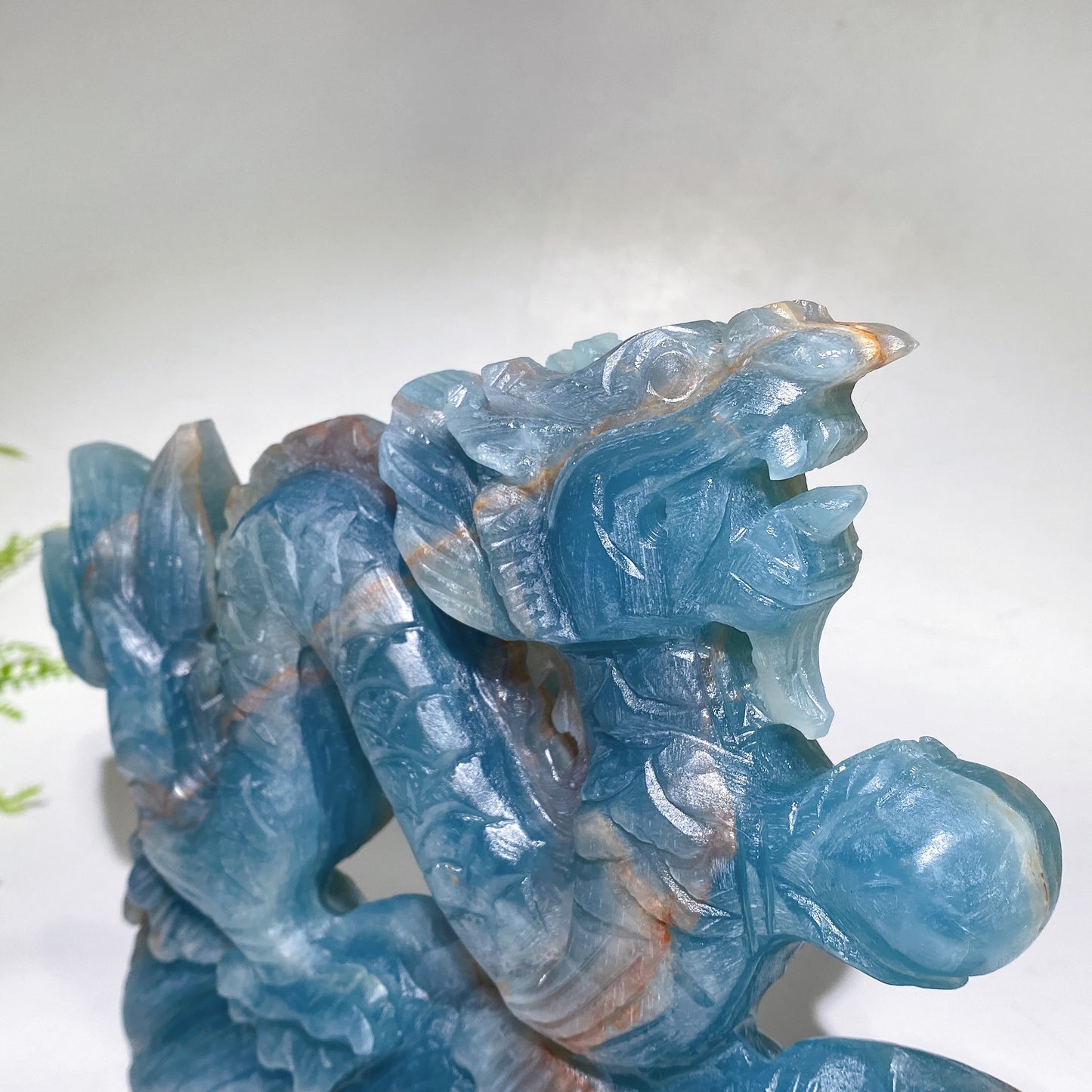 25cm Hand Carved Unique Blue Onyx Dragon Carving Free Form Crystal Healing Bulk Wholesale