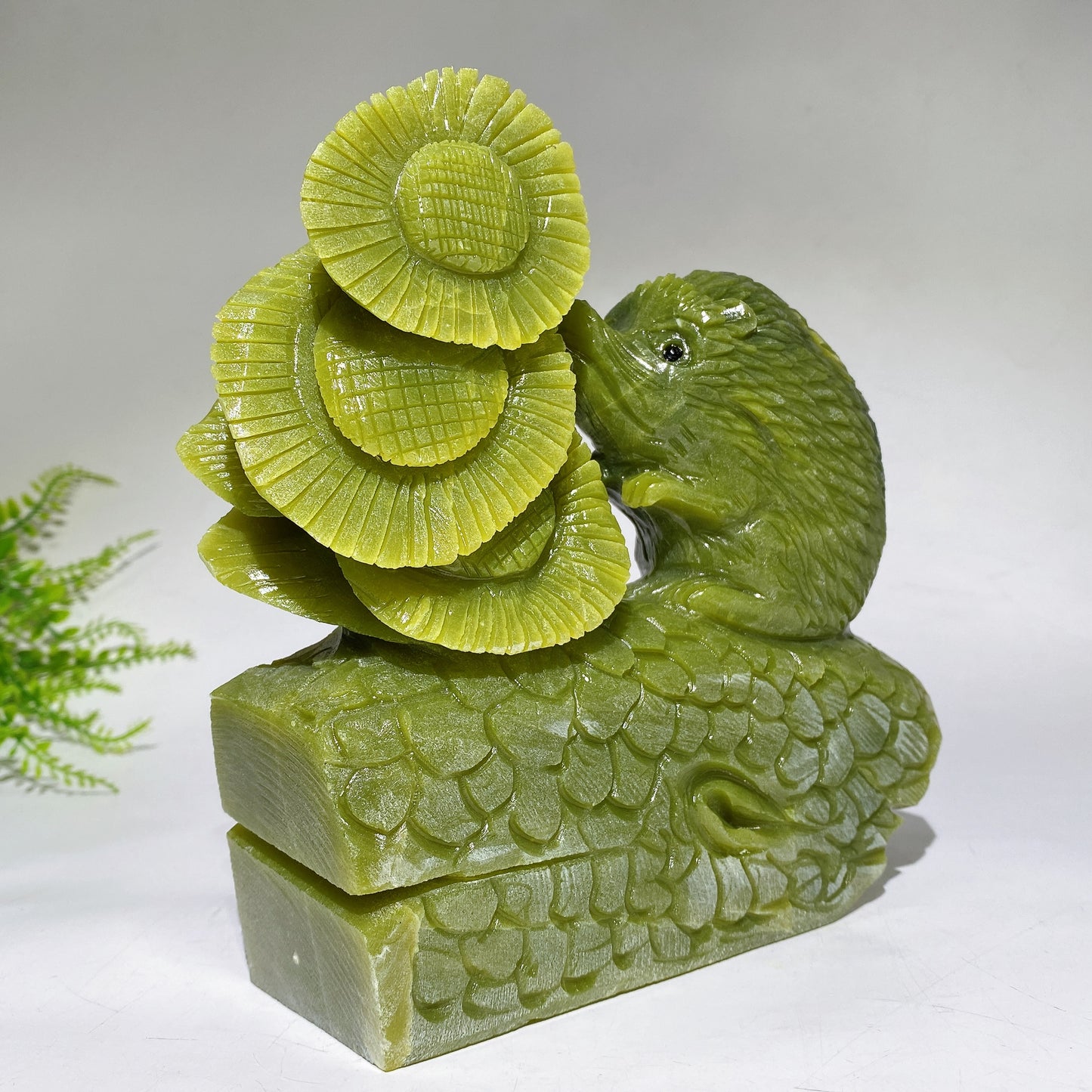 18cm Hand Carved Unique Serpentine Hedgehog Carving Free Form Crystal Healing Bulk Wholesale